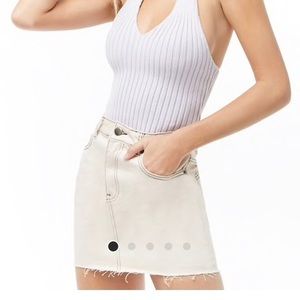 Forever 21 White Denim Mini Skirt